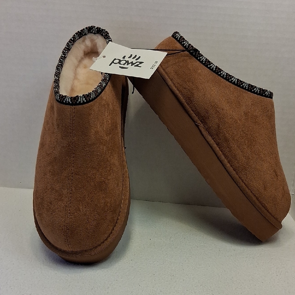 PAWZ Women's Chestnut Brown Suede Slip-On Mules